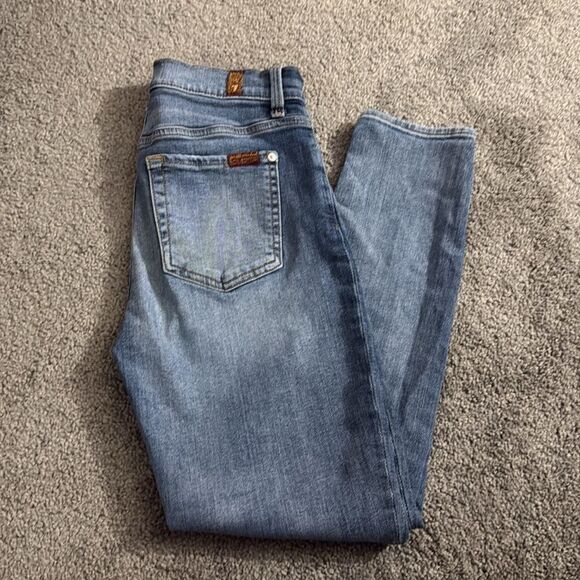 7 For All Man Kind Aubrey B(Air) Skinny Jeans Size 27 Medium Wash - Picture 1 of 9